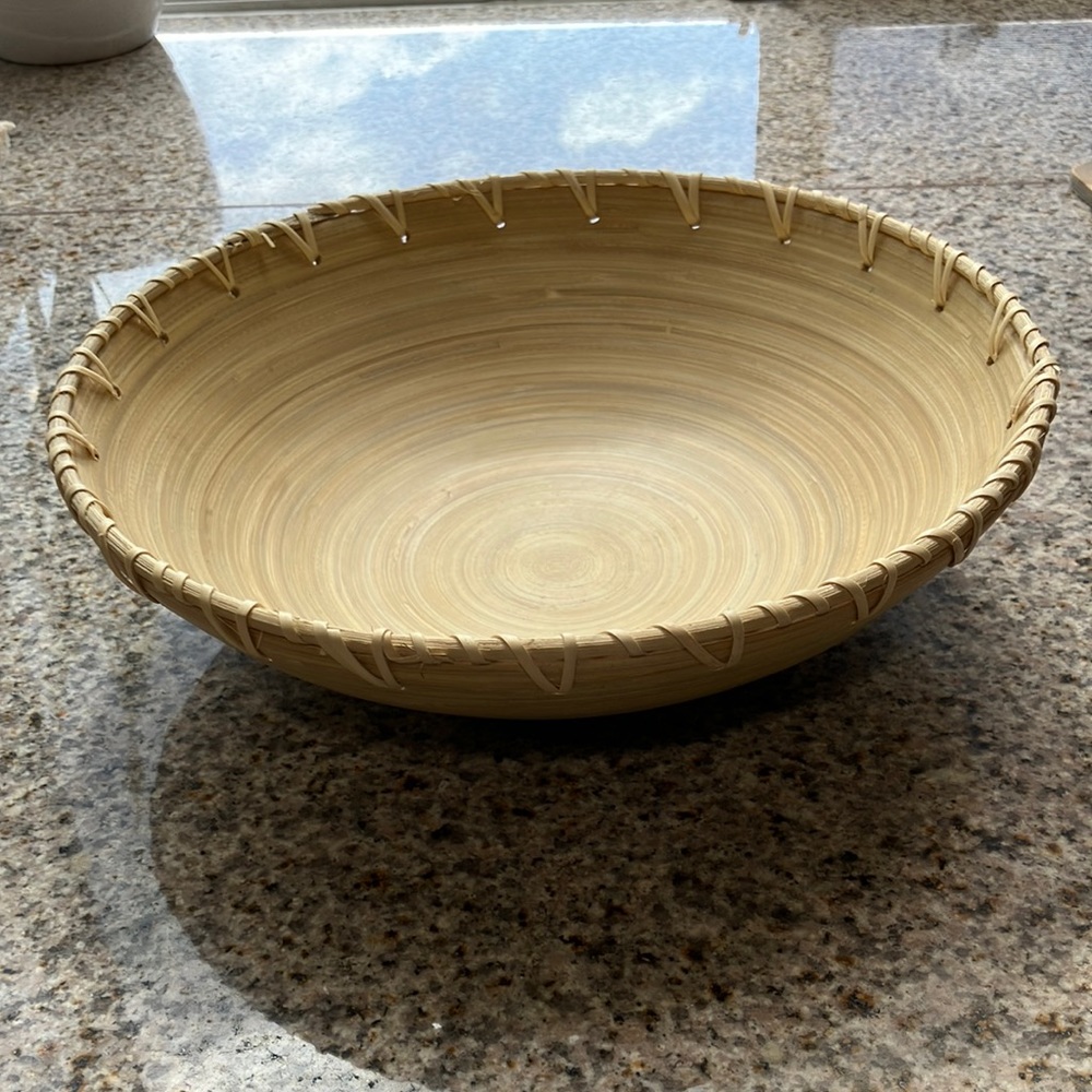 Cane bamboo bowl fruits or decoration